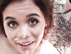 Thick Facial For The Sexy Slut In The Woods